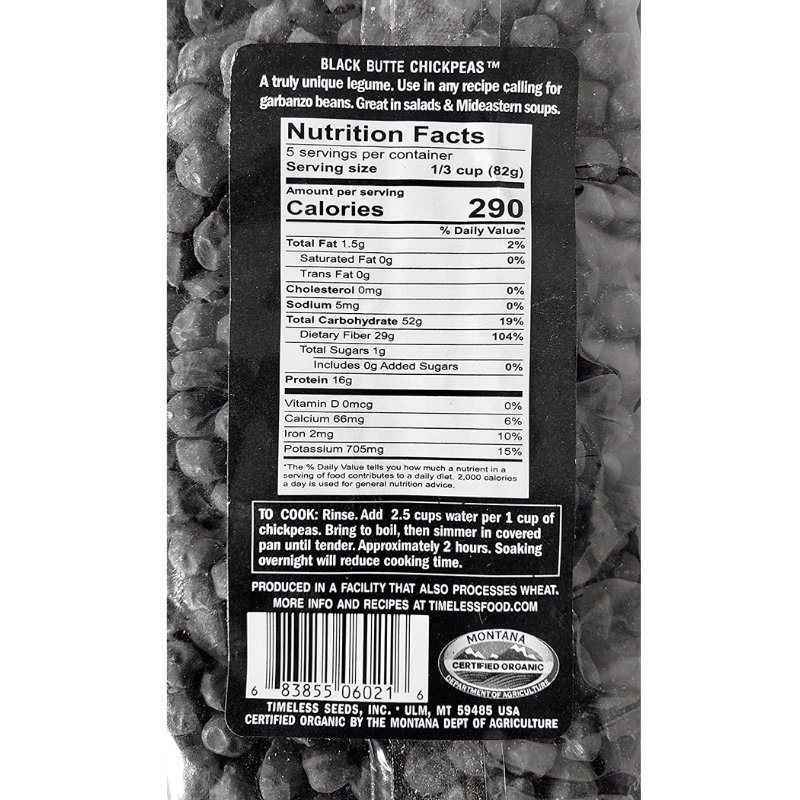 Timeless Natural Foods Organic Black Butte Chickpeas, 14 oz Pasta & Dry Goods Timeless Natural Foods 