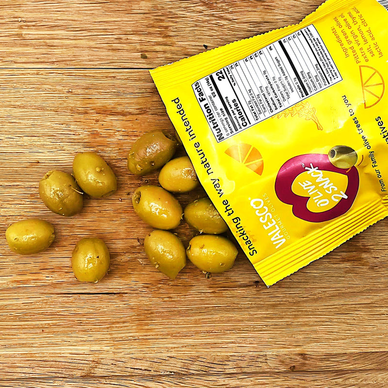 Valesco Lemon and Thyme Pitted Green O'lives 2 Snack, 3 oz Olives & Capers Valesco 