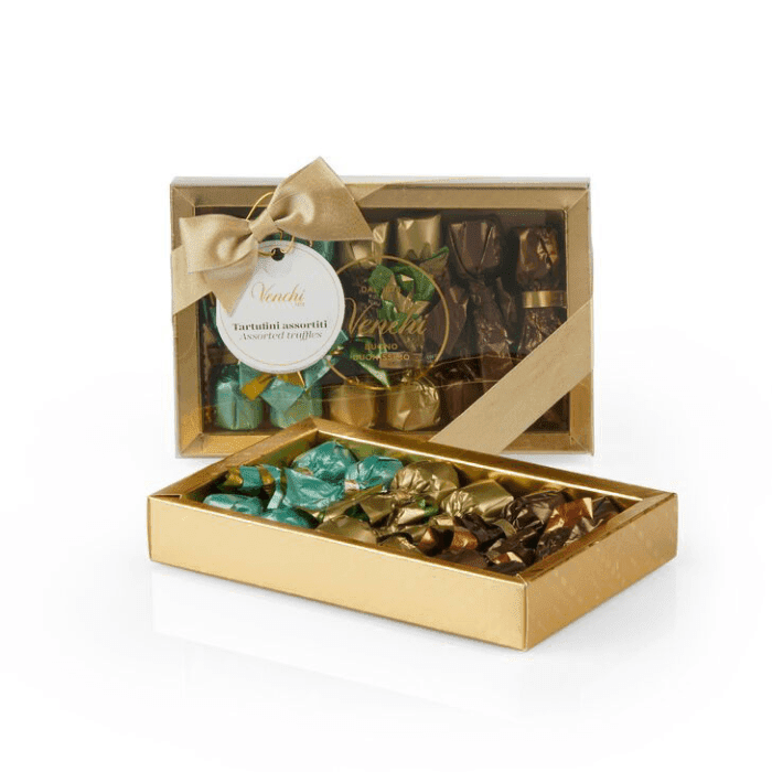Venchi Assorted Chocolate Truffles Golden Gift Box, 4.4 oz