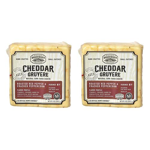 Wood River Cheddar Gruyere Roasted Red Pepper & Cracked Peppercorn, 8 oz (2-Pack) Cheese Wood River Creamery