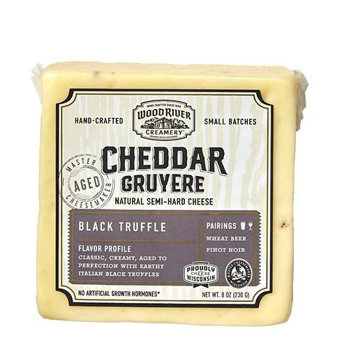 Wood River Cheddar Gruyere with Black Truffle, 8 oz [PACK of 2] Cheese Wood River Creamery 