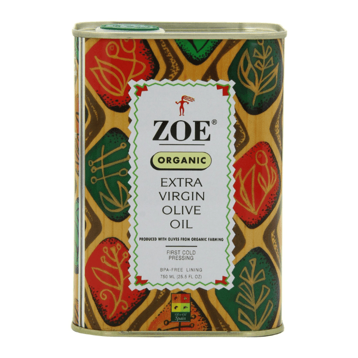 ZOE Organic Extra Virgin Olive Oil in Tin, 25 oz (740mL