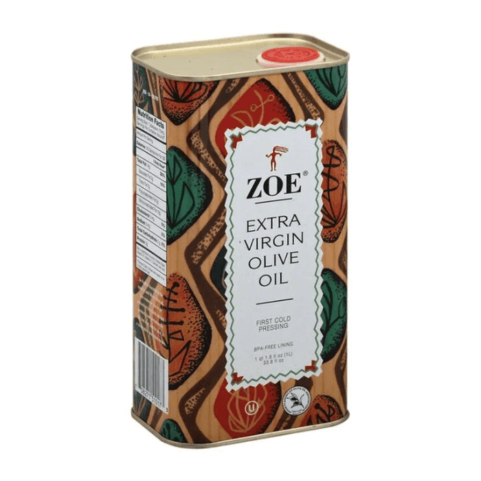 ZOE Extra Virgin Olive Oil in Tin, 33.8 oz (1 L) Oil & Vinegar Zoe