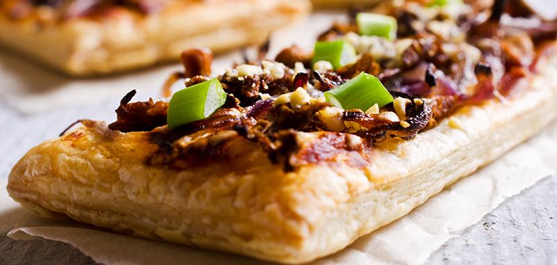 Mushroom and caramelized onion puff pastry
