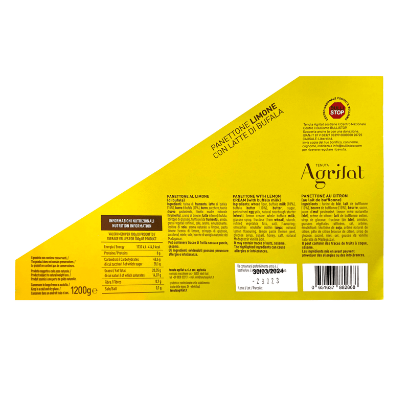 Agrilat Artisanal Lemon Panettone with Buffalo Milk and Butter, 42.3 oz Sweets & Snacks Agrilat 