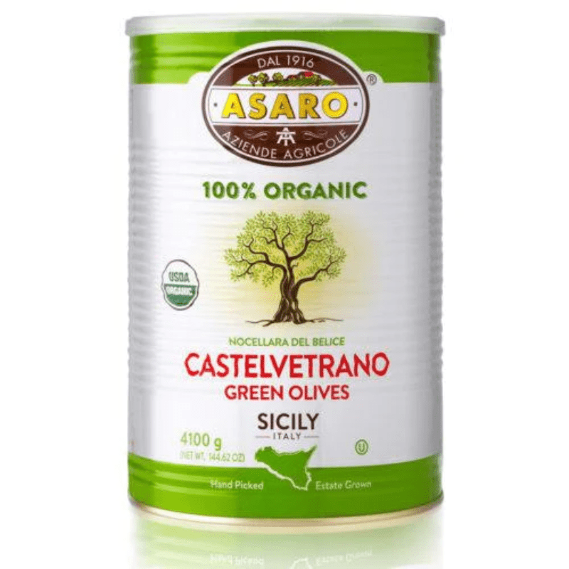 Asaro Organic Castelvetrano Pitted Olives in Tin, 144.62 oz Olives & Capers Asaro 