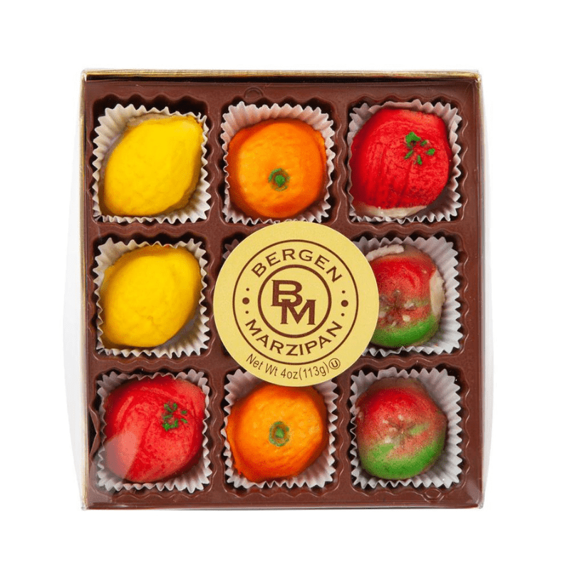 Bergen Marzipan 9 Piece Assorted Fruit Box, 4 oz Sweets & Snacks Bergen Marzipan 