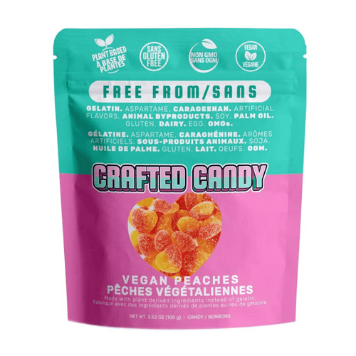 [Best Before: 07/11/24] Crafted Candy Vegan Peach Hearts, 3.52 oz Sweets & Snacks Crafted Candy 