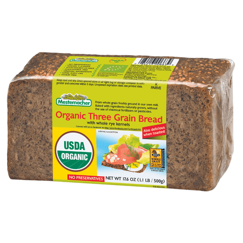 [Best Before: 08/08/24] Mestemacher Organic Three Grain Bread, 17.6 oz Pasta & Dry Goods Mestemacher 
