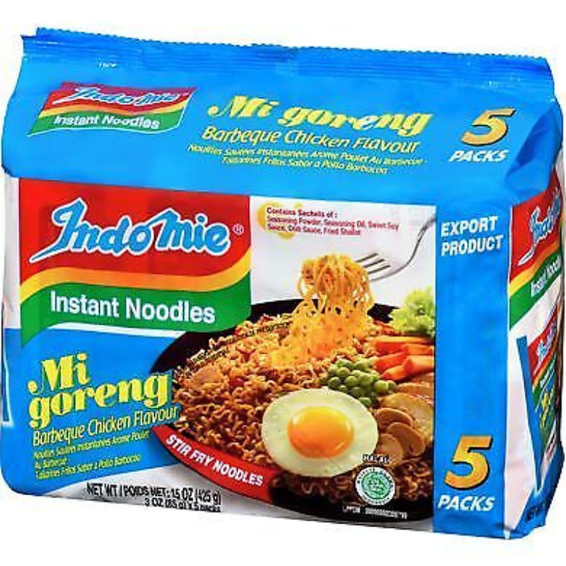 [Best Before: 11/04/24] Indo Mie Instant Noodles Mi Goreng Barbeque Chicken Flavor, 14.1 oz [5 Pack] Pasta & Dry Goods Indomie 