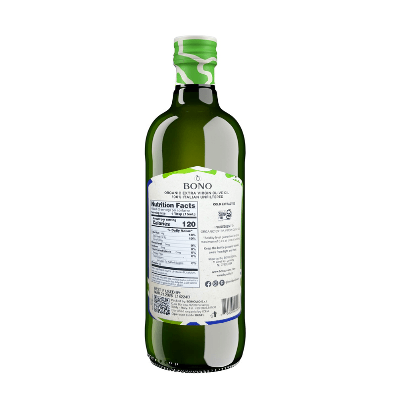 Bono Unfiltered Organic Extra Virgin Olive Oil, 33.8 oz Oil & Vinegar Bono 