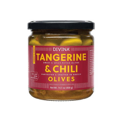 Divina Sweet & Spicy Tangerine & Chili Olives in Jar, 14.1 oz Olives & Capers Divina 