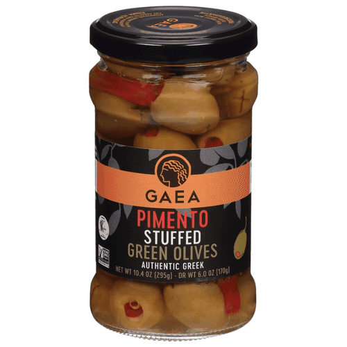 Gaea Pimento Stuffed Green Olives, 10.4 oz.