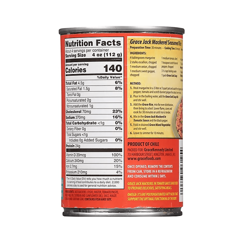 Grace Jack Mackerel in Tomato Sauce, 15 oz Supermarket Italy