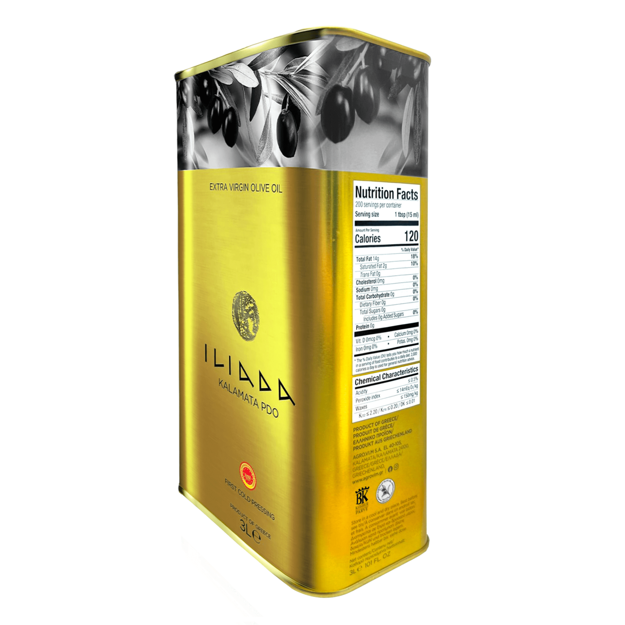 Iliada Kalamata Extra Virgin Olive Oil PDO, 3 Liters | Supermarket