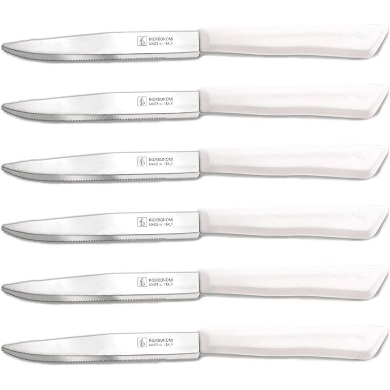 Inoxbonomi Italian Table Stainless Steel Knife 11 cm White, Set of 6 Home & Kitchen Inoxbomi 