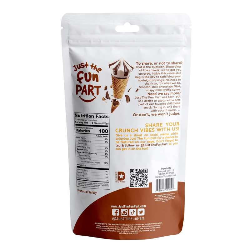 Just The Fun Part Mini Waffle Cones with Milk Chocolate, 4.23 oz