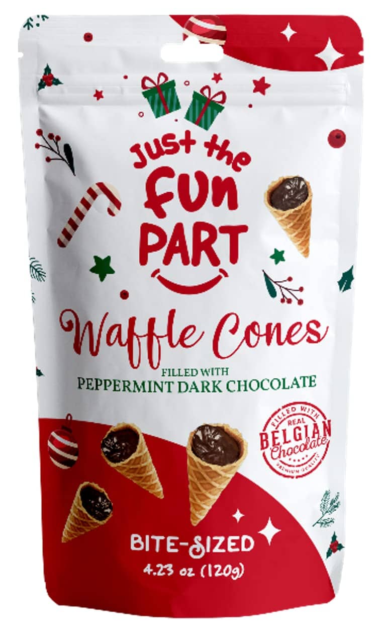 Just The Fun Part Mini Waffle Cones with Peppermint Dark Chocolate, 4.23 oz Sweets & Snacks Just The Fun Part 