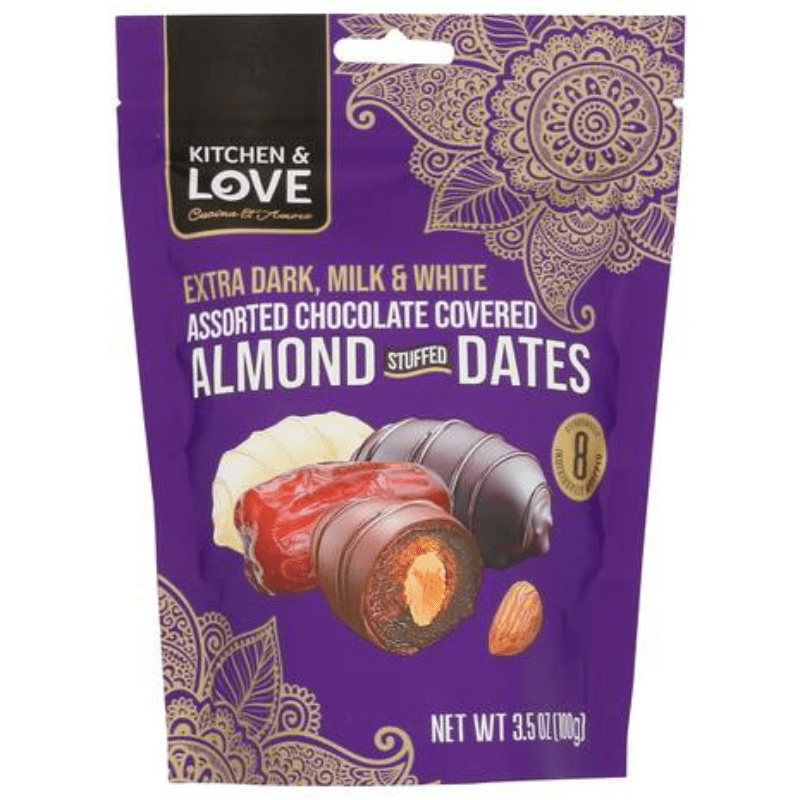 Kitchen & Love Assorted Chocolate Covered Almond Stuffed Dates, 3.5 oz ...