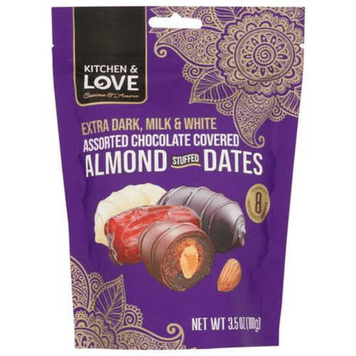 Kitchen & Love Assorted Chocolate Covered Almond Stuffed Dates, 3.5 oz Sweets & Snacks Kitchen & Love 