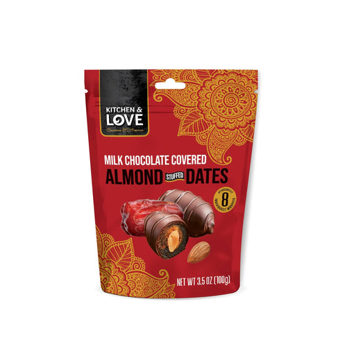 Kitchen & Love Milk Chocolate Stuffed Almond Stuffed Dates, 3.5 oz Sweets & Snacks Kitchen & Love 