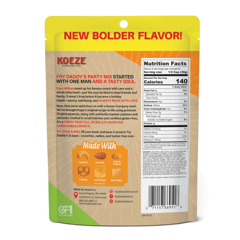 Koeze Fry Daddy's Nacho Cheese Gluten Free Party Mix, 5.5 oz