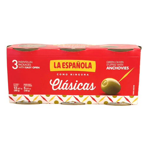 La Española Classic Green Olives Stuffed with Anchovies, 4.2 oz [Pack of 3] Olives & Capers La Española 