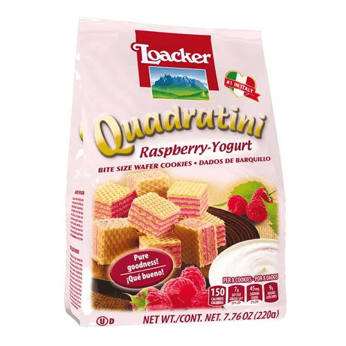 Loacker Quadratini Raspberry-Yoghurt Cube Wafers, 7.76 oz Sweets & Snacks Loacker 