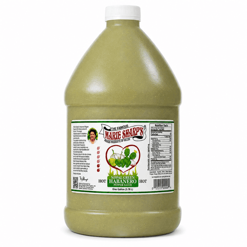 Marie Sharp's Nopal Green Habanero Hot Pepper Sauce, 1 Gallon.
