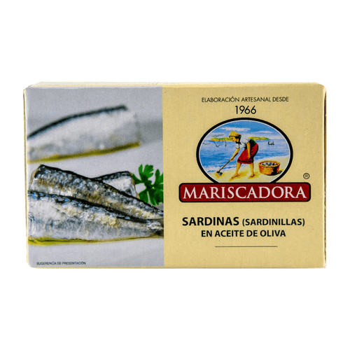 Mariscadora Sardines Small in Olive Oil, 4 oz Seafood Mariscadora 