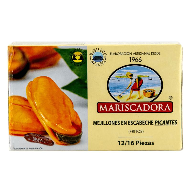 Mariscadora Spicy Pickled Mussels, 3.88 oz Seafood Mariscadora 