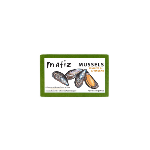 Matiz Gallego Organic Mussels in Olive Oil and Vinegar, 4 oz Seafood Matiz 