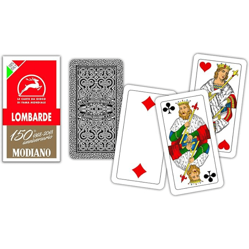 Modiano Lombarde Red Italian Playing Cards, 1 Deck Home & Kitchen Modiano 