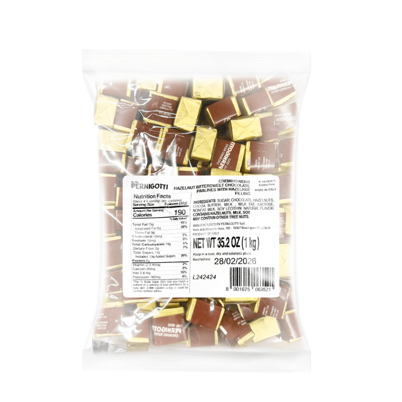 Pernigotti Cremino Nero Hazelnut Bittersweet Chocolate Pralines, 2.2 Lbs Sweets & Snacks Pernigotti 