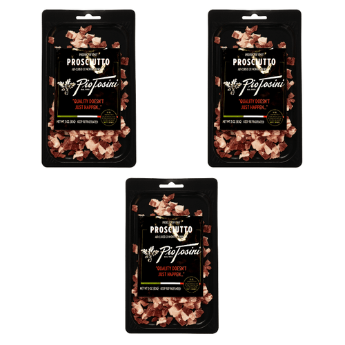 Pio Tosini Diced Prosciutto, 3 oz [Pack of 3] Meats Pio Tosini 