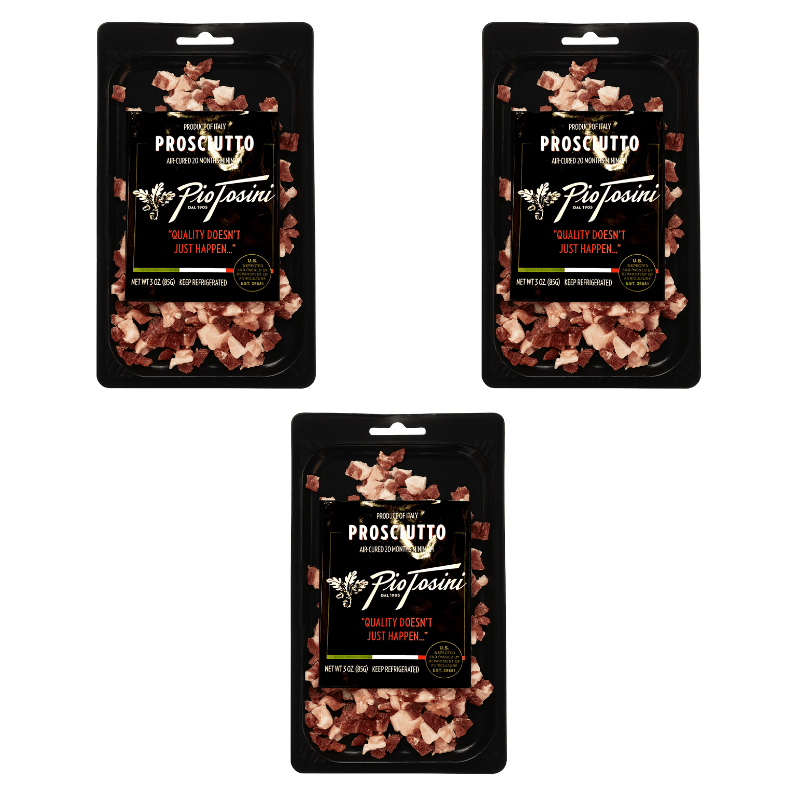 Pio Tosini Diced Prosciutto, 3 oz [Pack of 3] Meats Pio Tosini 