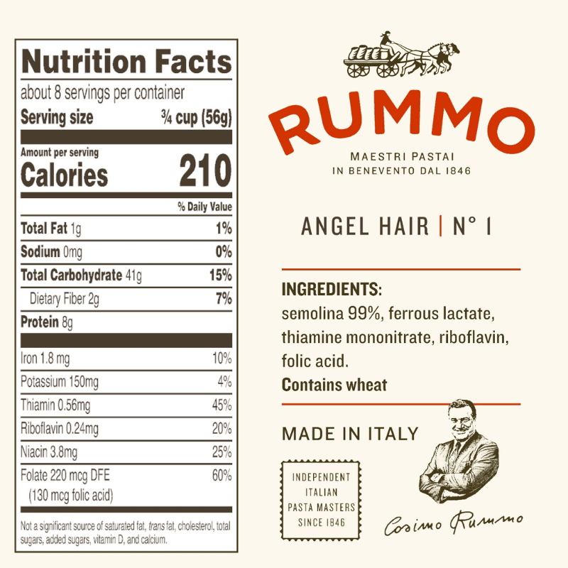 Rummo No.1 Angel Hair Pasta, 1 lb. (454 grams) Pasta & Dry Goods Rummo 