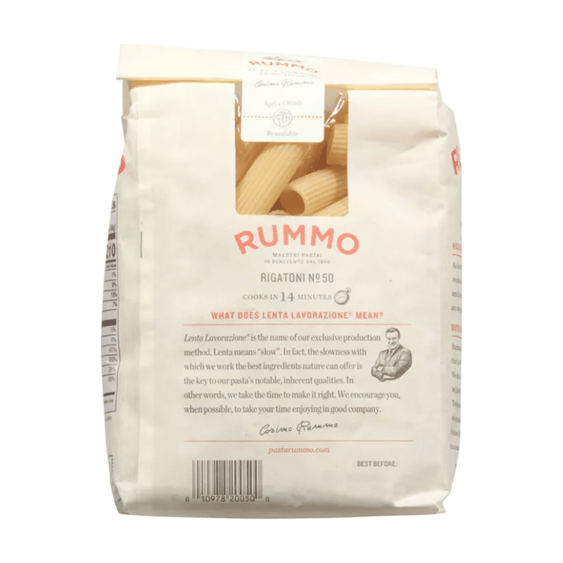 Rummo No.50 Rigatoni Pasta, 1 lb. (454 grams) | Supermarket Italy