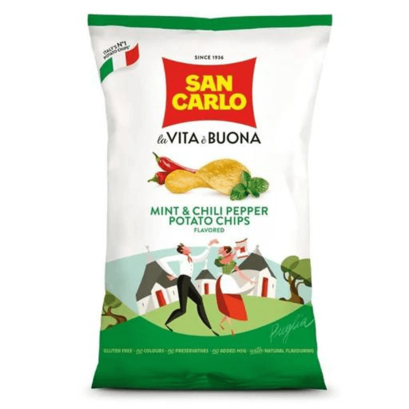 San Carlo Mint and Chili Pepper Potato Chips, 150g Sweets & Snacks San Carlo 