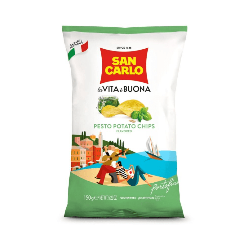 San Carlo Pesto Potato Chips, 5.29 oz | 150g Sweets & Snacks San Carlo 