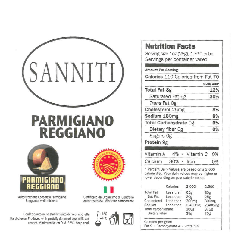 Sanniti Parmigiano Reggiano Wedge 250gr, 8.8 oz (PACK of 2) Cheese Sanniti 