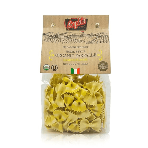 Sophia Lemon Flavored Organic Two Colored Farfalle Pasta, 8.8 oz Pasta & Dry Goods Sophia 