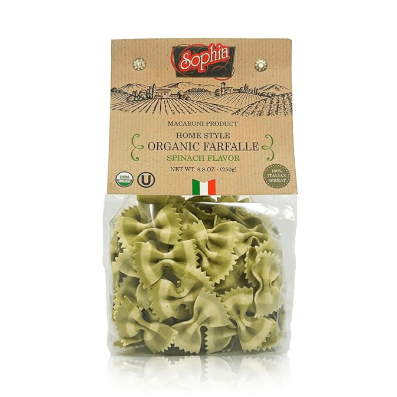 Sophia Spinach Flavored Organic Two Colored Farfalle Pasta, 8.8 oz Pasta & Dry Goods Sophia 