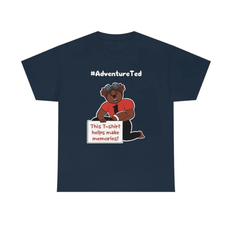 Adventure Ted Football Tee - Unisex Childhood Cancer Society Store Navy S 