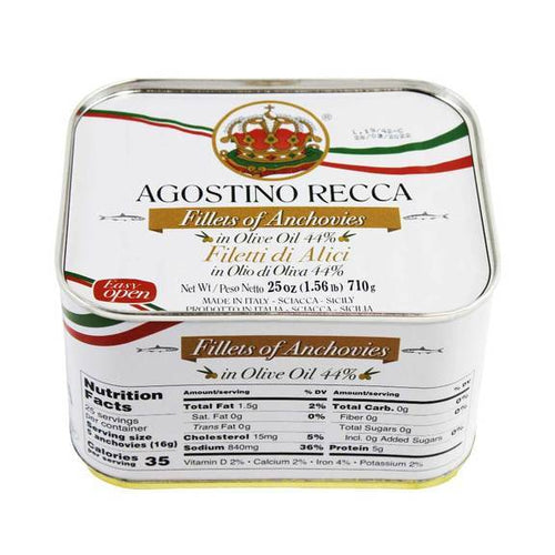 Agostino Recca Anchovies Fillets in Olive Oil Tin, 25 oz (710 g) Seafood Agostino Recca 