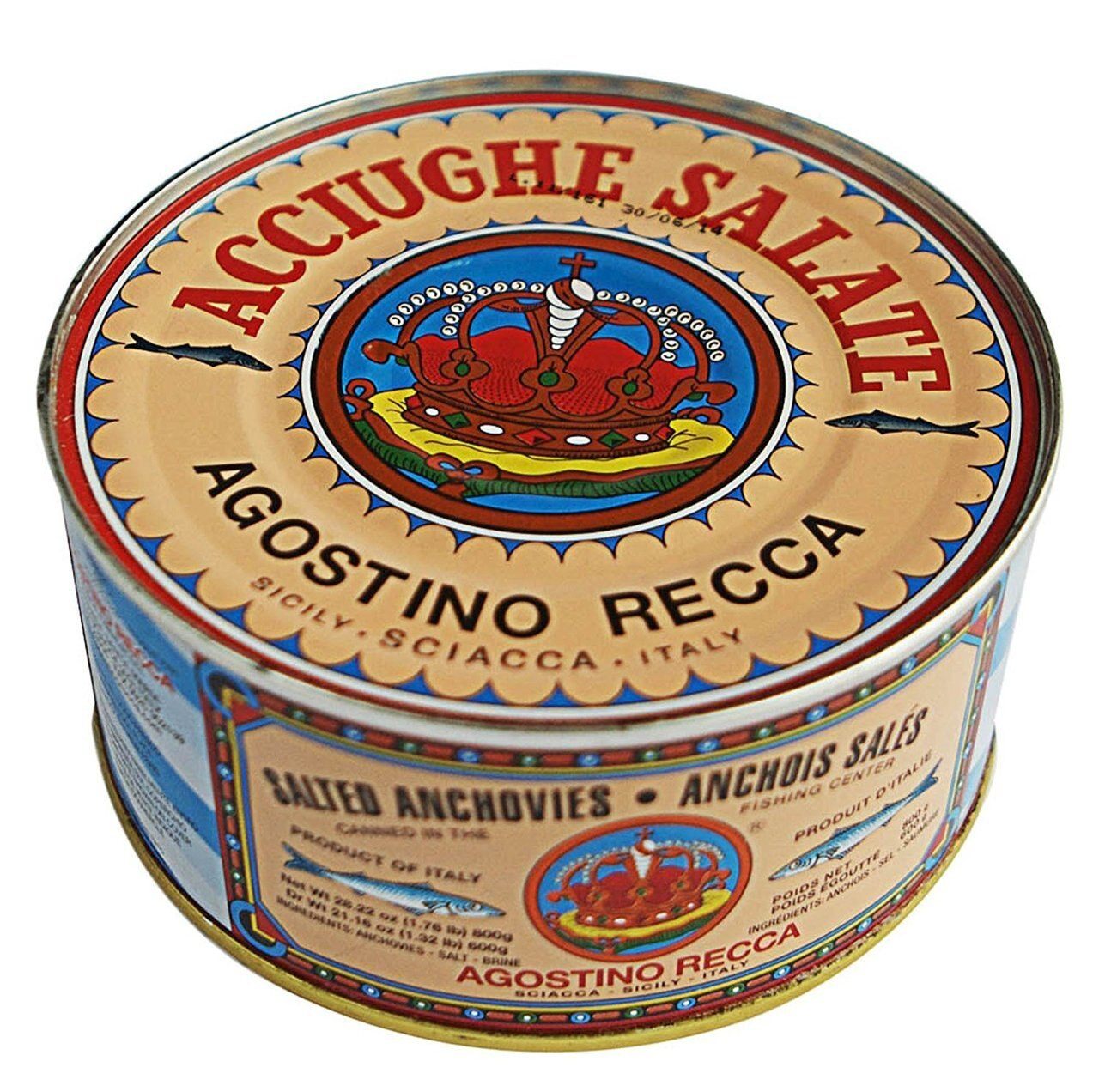 Agostino Recca Anchovies in Salt, 1.76 lb. (800g) Supermarket Italy