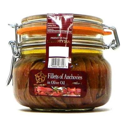 Agostino Recca Stella Del Mare Fillets of Anchovies in Olive Oil Mason Jar, 20.5 oz Seafood Agostino Recca 