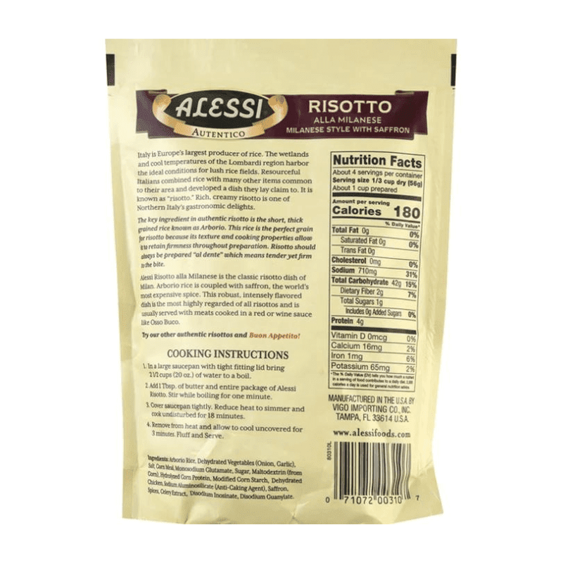Alessi Risotto Alla Milanese, 8 oz Pasta & Dry Goods Alessi 