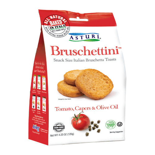 Asturi Bruschettini Italian Toast with Tomato, Capers & Olive Oil, 4.23 oz Asturi 