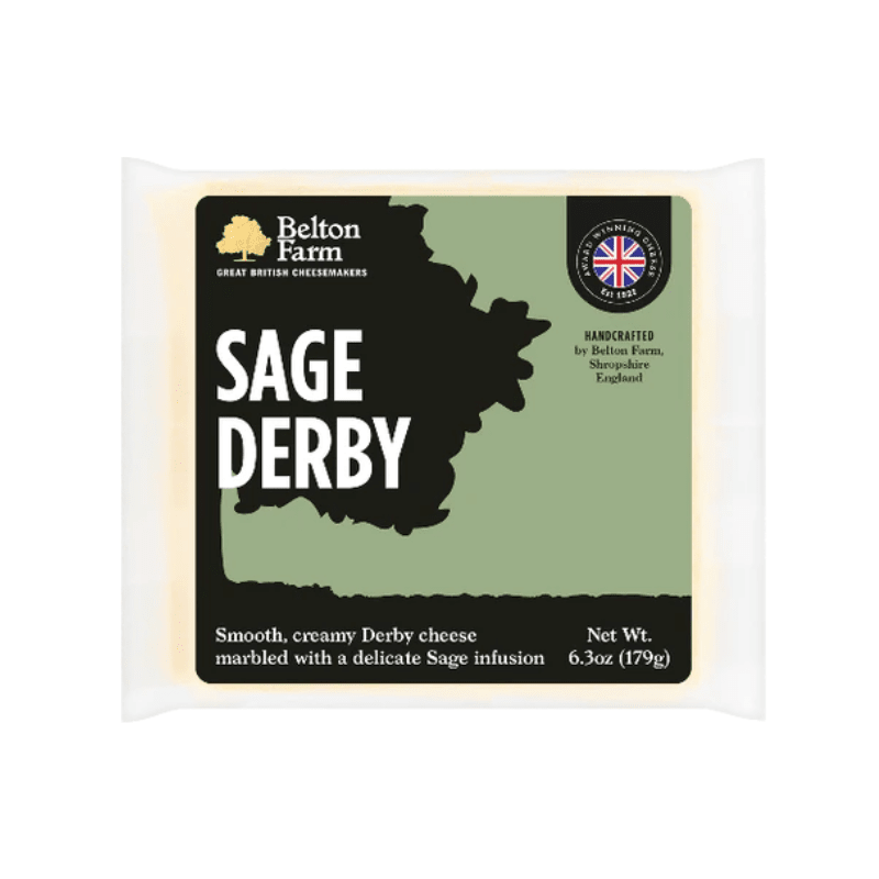 Belton Farm Sage Derby Cheese Wedge, 6.35 oz [PACK of 3] Cheese Belton Farm 